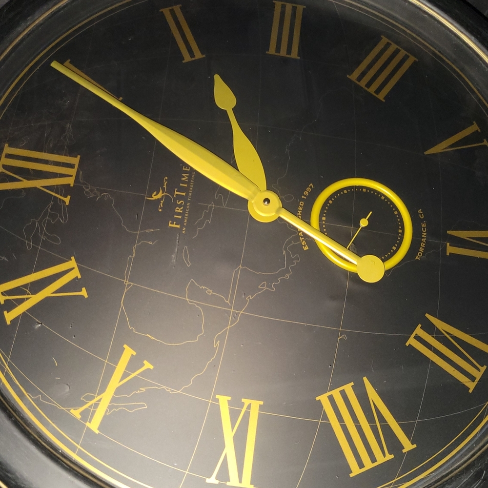 FirsTime Clock an amaerican timekeeper est 1997 CA- black and gold